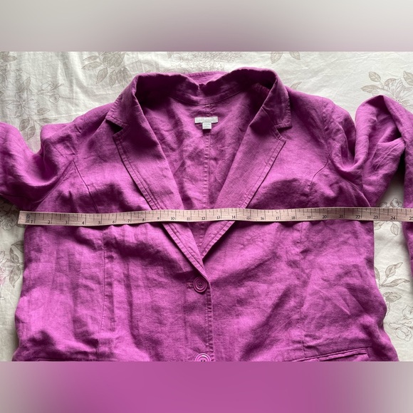 J Jill Love Linen Purple Blazer Large Petite Office Casual Breathable Casual - Picture 7 of 8
